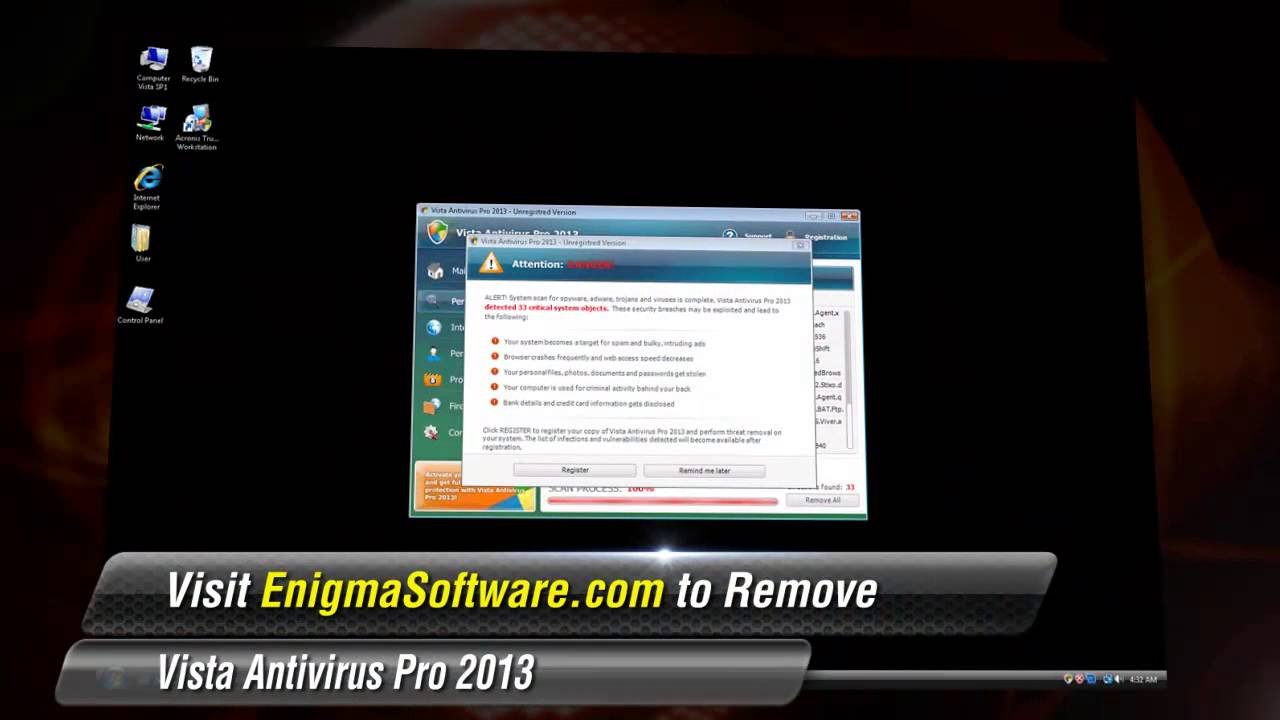 Remove Vista Antivirus Pro 2013 Rogue Antivirus Program from PC
